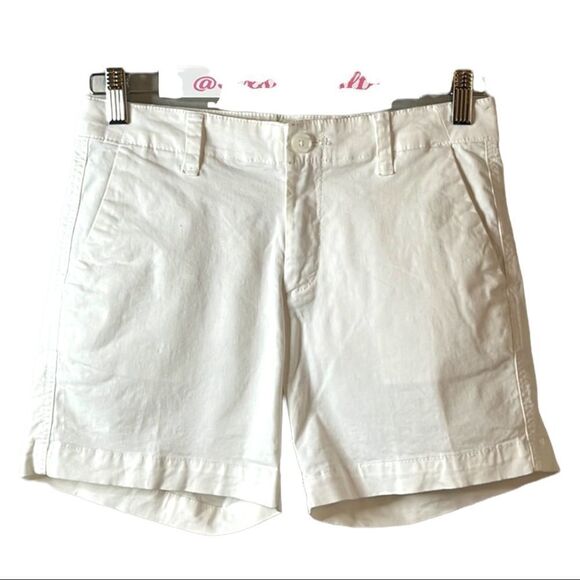 GAP white city shorts 5“ inseam front & back pockets belt loops mid rise size 00 - Picture 1 of 14
